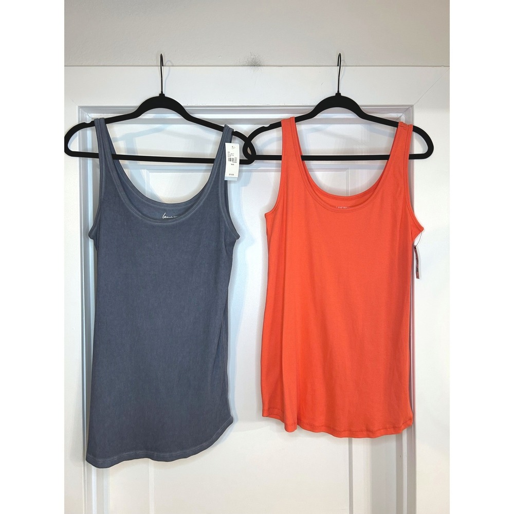 NEW Set of 2 Lane Bryant Ribbed Scoop Neck Tank Tops Orange Blue Grey Plus 14/16
